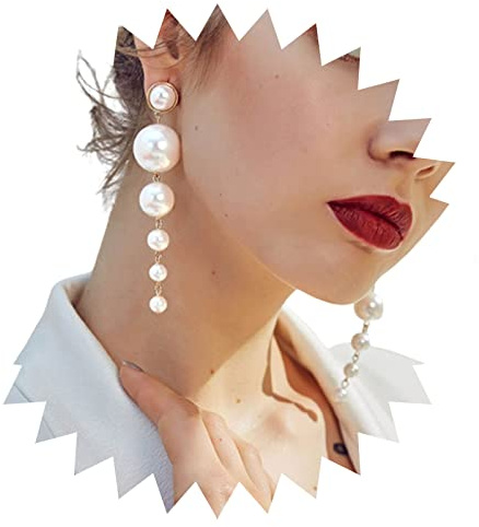 Yienate Elegante Große Perlenohrringe Ohrstecker Lange Quaste Ohrringe Übertrieben Große Perle Quaste Ohrstecker Hängende Ohrringe Mode Perlenschmuck Für Frauen Und Mädchen