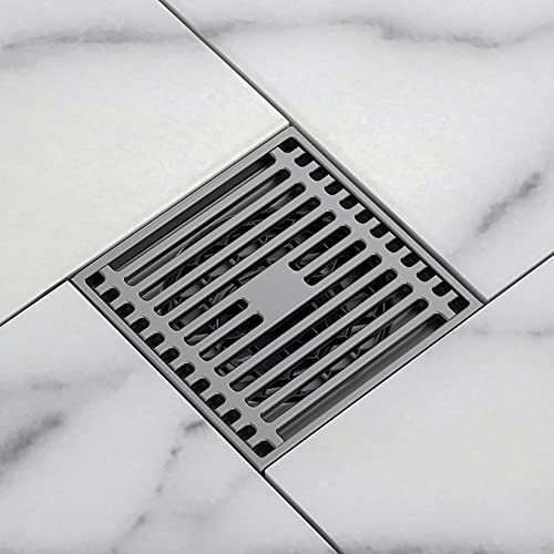 Klobvtt Quadratischer geruchshemmender Badezimmer-Bodenablauf für die Dusche, 3,9 x 3,9 Zoll, Bodenablauf aus massivem Messing mit abnehmbarem Sieb, für Badezimmer, Toilette, Wäsche, Garten, Außenküch