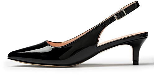 GENSHUO Dam kattunge klackar Slingback eleganta pumps