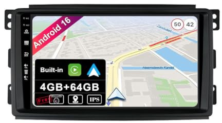 BXLIYER 9 Pouce Autoradio pour Mercedes-Benz Smart fortwo 451 (2005-2010) GPS Radio - sans Fil Carplay Android Auto - Android 14 - Caméra arrière - 2 Din - Dab Volant WLAN Bluetooth DSP 4G