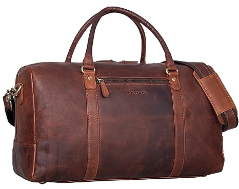 STILORD Iska Vintage Reisetasche Groß aus echtem Leder - stilvoller Reisebegleiter! Farbe:Bordeaux - braun