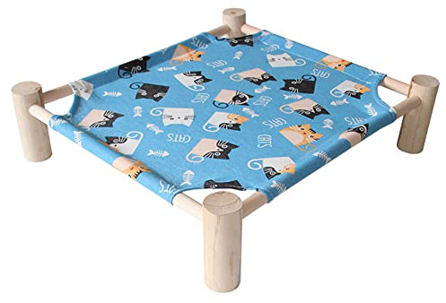 ETOPARS Erhöhte Haustierbett, Tragbares Camping Katzenbett, Katzenbett Sommer, Waschbares atmungsaktives Netz rutschfestes Holzbett für Katzen (Style 18)