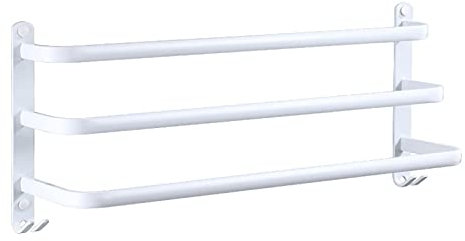 Badetuchstangen Aluminium Badezimmer 3 Ebenen Leiter Handtuchhalter Wandhalterung Handtuchregale, Weiß/60 cm