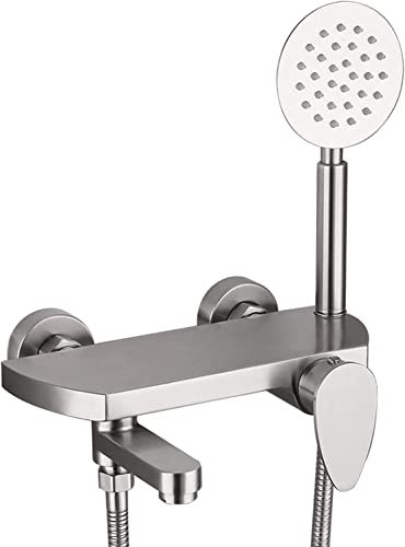 Wannenarmatur Wandmontage Badewannenarmatur Mit Handbrause 304 Edelstahl Gebürstet Badezimmer Duscharmatur Set Warm- Und Kaltwasser Dusche Mischbatterie