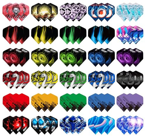 CyeeLife Dart Flights,30 Sets 90 Stück PET Standard Dart zubehör Perfekte für Soft und Steel Tip Dartpfeile