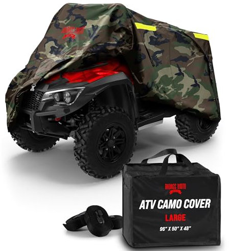 Badass Moto Fundas para cuádruple de 4 ruedas, impermeable, resistente, resistente a desgarros, reflectante nocturno, camuflaje, grande, 95 pulgadas de largo