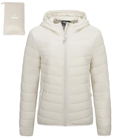 Outdoor Ventures Women's Packable Hooded Puffer Jacket Quilted Jacket | Water resistant, Windproof, Lightweight, Machine Washable, Soft, Warm, 3 Pockets, for Outdoor Hiking Traveling