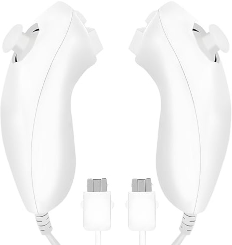 2-Pack Nunchuk Controller für Wii: Remote Nunchuk Jostick Game Controller Kompatibel, Nunchuck-Controller Joystick,Ersatz Controller Kompatibel,Nunchuck Controller für Nintendo Wii und Wii U Console