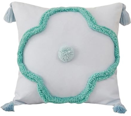 Ueiwffzo Kissenbezug, 45 x 45 Kissenbezüge Dreidimensionale Getuftete Begonien Kissenhülle Mit Reißverschluss, Kopfkissenbezug Für Couch Sofa Kissen (Blau)