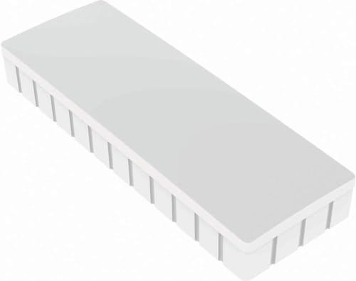Magnete Papiertiger Rechteck Größe (B x H): 54 x 19 mm, Haftmagnete für Whiteboard, Kühlschrankmagnet, Magnettafel, Magnetwand, Magnet Rund (Weiß, (B x H): 54 x 19 mm | 10er Pack)