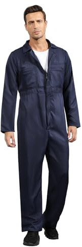 wyefeu Navy Blue Jumpsuit for Men,Adult Long Sleeve Coveralls Costume for Halloween Cosplay(M)