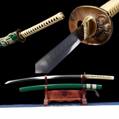 Echtes Japanisches Samurai-Schwert 103 cm,handgeschmiedeter T10-Stahl,handgefertigtes Katana mit Massivholzscheide,Japanisches echtes Schwert,für Cosplay,Kendo,Iaido,Kampfsport,Selbstverteidigung