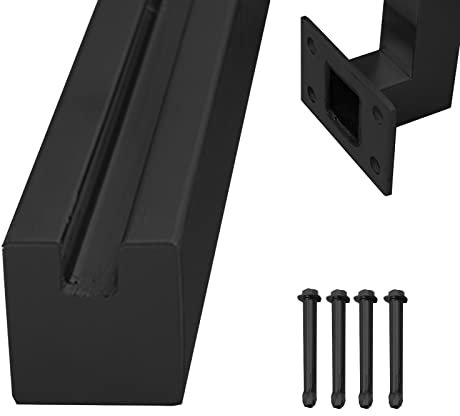 Klemmstange für Glaszäune für Verandas, schwarz, quadratisch, seitliche Montage, Spindeln für Glastreppen aus Edelstahl für drinnen und draußen, Loft, Außenbereich, Endpfosten, 70 cm