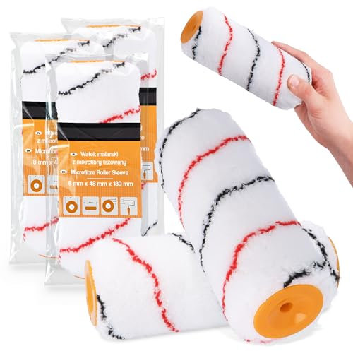3x Rouleau Peinture 18 cm Manchon Microfibre Rouleaux Remplacement Peintures Laques Mur Plafond Façade Décoration Accessoires Peinture Professionnels
