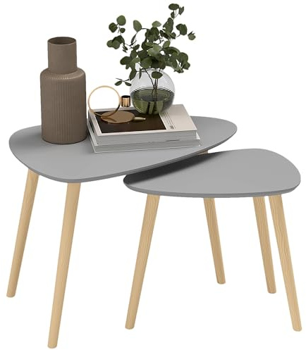 HOMCOM 2er-Set Moderne Nesting-Couchtische, grau