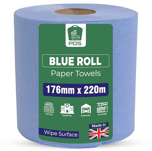 PDS Toalla de papel de cocina, papel de cocina azul de alimentación central (azul, 4)