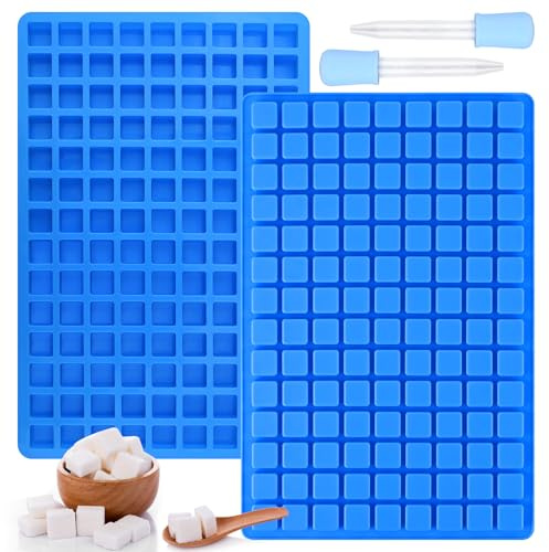Sakolla Moldes cuadrados de silicona para caramelos, 126 cavidades antiadherentes, mini moldes de silicona para chocolate, caramelos duros, gomitas, cubitos de hielo, ganache, (juego de 2)