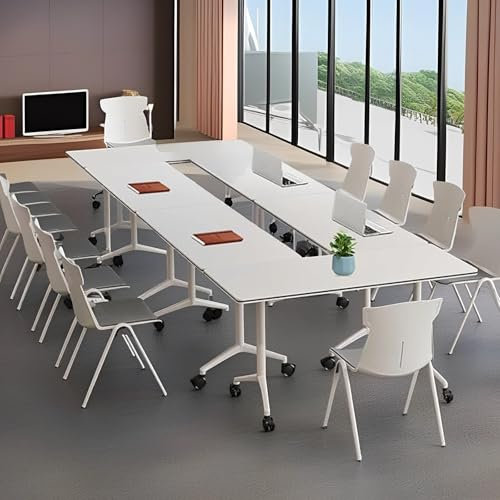 Klappbarer Konferenztisch For 2–12 Personen, 6er-Pack Mobiler Konferenzraumtisch, Besprechungstisch Mit Lenkrollen, Großer Rechteckiger Besprechungs- Und Seminartisch For Schule, Restaurant, Schulungs