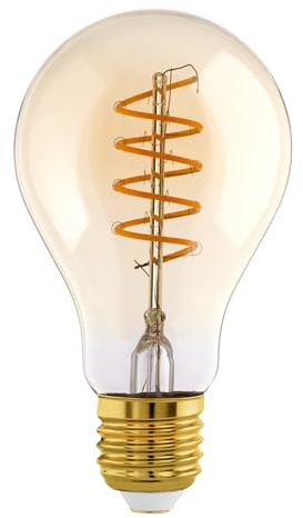 Eglo Lampe LED E27 à intensité variable, ampoule vintage spirale pour éclairage rétro, 8 watts (équivalent à 60 watts), 806 lumens, blanc chaud, 2700 K, Edison A60, Ø 6 cm