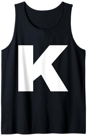 La letra K mayúscula llanura blanco negrita texto Camiseta sin Mangas