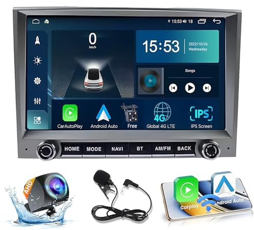 Android 14 Autoradio 2Din GPS Navi für Porsche Cayman 811 887 Boxster 887 8 Zoll Auto Bildschirm Radio mit Bluetooth 5.0 Carplay Android Auto WiFi 4G DSP SWC MIC+ AHD Rückfahrkamera(S-1(2G+32G))