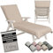 CalmySEA Serviette pour chaise longue - 200 x 75 cm - Avec capuche - En microfibre - Poids léger - Housse de protection pour chaise longue de jardin - Avec enveloppe - Beige - 1 pièce
