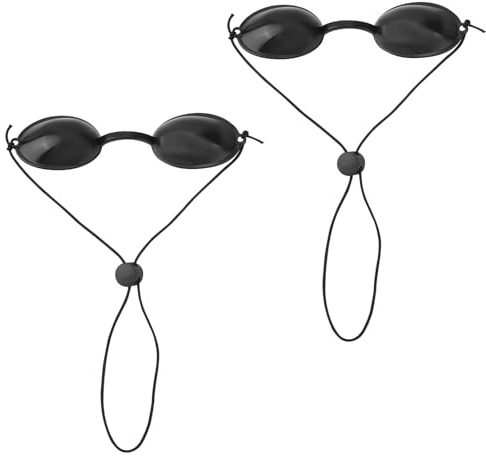 Tinoaly 2 Pares de Gafas Belleza con Correa Elástica Ajustable, Protectoras para Bronceado Gafas de Seguridad Transparentes para Bronceado con Luz Roja LED