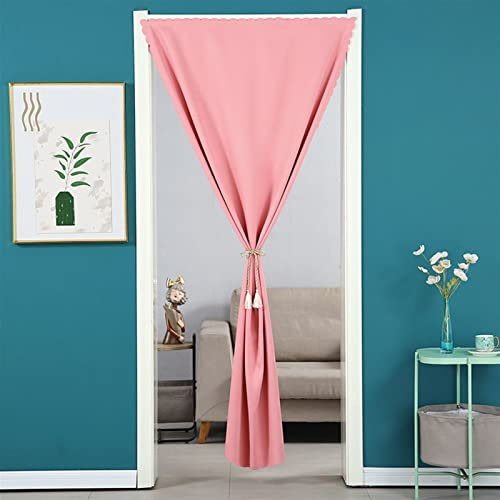 Thermoisolierte Verdunkelungsvorhänge, kältebeständig, blickdicht, Türvorhänge, ohne Bohren, 90 x 190 cm, Rosa, perfekt für Schlafzimmer und Heimdekoration