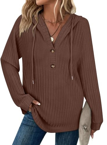 Hoodies for Women UK Knitted Pullover Hoody V Neck Hooded Top Ladies Lightweight Sweatshirts Casual Hoodie Tops for Leggings Jumper to wear with Leggings Fashion Autumn Winter Clothes