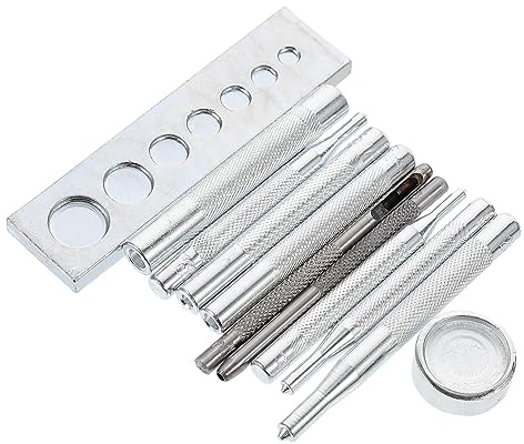 Gadpiparty 11piezas Herramientas Presión Para Ropa Bolsos De Cuero Kit Para Perforar Broches Botones Presión y Remaches Rápidos Para Manualidades y Reparaciones