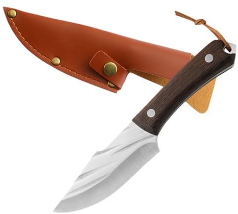 Toyvian Cuchillo Carnicero Inoxidable Mango Ergonómico con Funda Portátil para Cortar Carne y Verduras Uso Profesional y Camping
