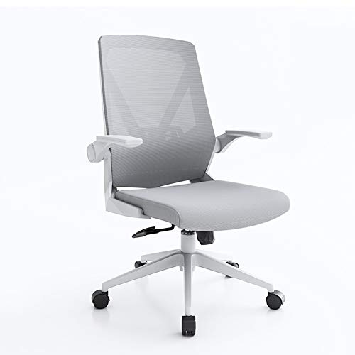 Silla de oficina giratoria ergonómica, silla de escritorio para ordenador de sobremesa resistente con respaldo medio, diseño ergonómico, reposabrazos plegables, mecanismo de inclinación, cap