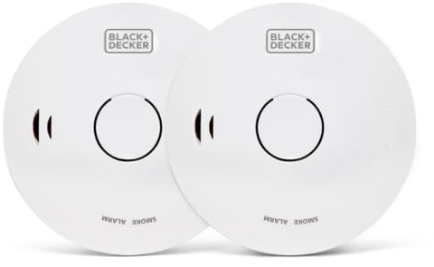 BLACK+DECKER - Smoke Alarm, 2-Pack | 10 Year Lithium Battery Smoke Alarm with Battery Included. Easy-Install Optical Fire Detector with Test/Silence Button, White