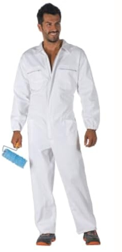 LOGICA TUTA INTERA DA LAVORO TIPO IMBIANCHINO 100% COTONE BIANCA CERNIERA CENTRALE TAGLIA 2XL