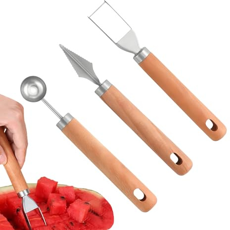 Taglia Anguria, 3 pezzi in acciaio, Tagliafrutta e affettatrice, per Viaggi Campeggio BBQ Festa Cucina Uomini Donne Ragazzi Figli Amici