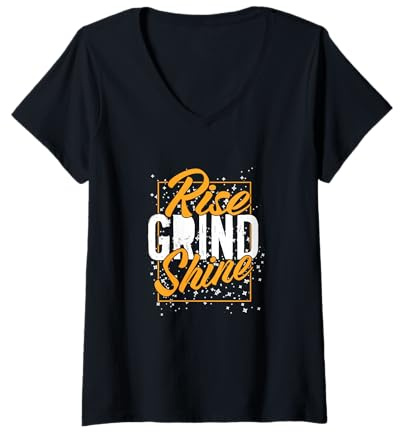 Mujer Naranja Color Rise Grind Shine Naranja Gráfico Camiseta Cuello V