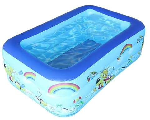 Large Rectangular Inflatable Swimming Pool Thickened PVC With Drain Plug | Large Leak-Proof Inflatable Paddling Pool, Quick Inflate & Thickened, Portable Or Outdoor Backyard, Garden, Yard,