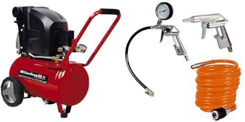 Einhell Compresseur TE-AC 270/24/10 (Puissance moteur 1800W, Capacité de la cuve : 24 L, Clapet anti-retour, Vis de purge)