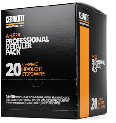 CERAKOTE® Ceramic Headlight Restoration Professional Detailer Pack (20 Ceramic Wipes) - Brings Headlights Back to Like New Condition - Step 3 Only