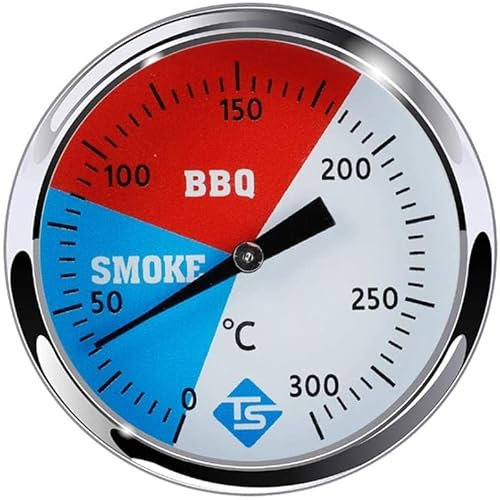 LNJ Räucherthermometer,Grillthermometer mit Zifferblatt Bis 300 ?,Thermometer für Räucheröfen,Edelstahl BBQ Thermometer Für Alle Grills, Smoker Und Grillwagen