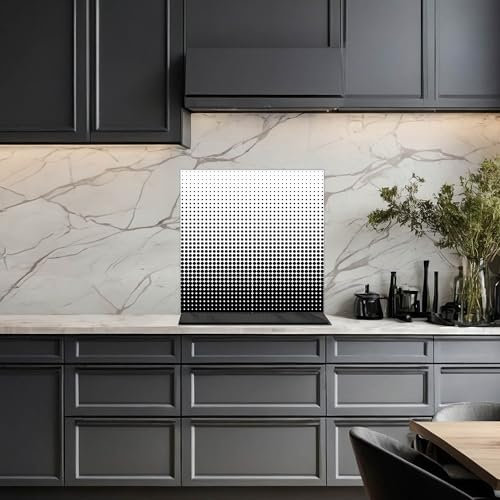 banjado Küchenrückwand Glas ohne Bohren 40x40cm – Glasrückwand Küche mit Motiv Schwarz Weiß/Spritzschutz Küchenrückwand Glas/selbstklebende Küchenrückwand Platte - magnetisch & beschreibbar