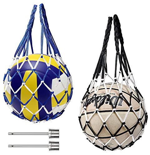 HENGBIRD 2 Stücke Ballnetz Net Tasche Tragbare Ballnetz Sports Ball Ballnetz für Fußball, Basketball Ballnetz 1 Ball Hoher Dicke Haltegriffe