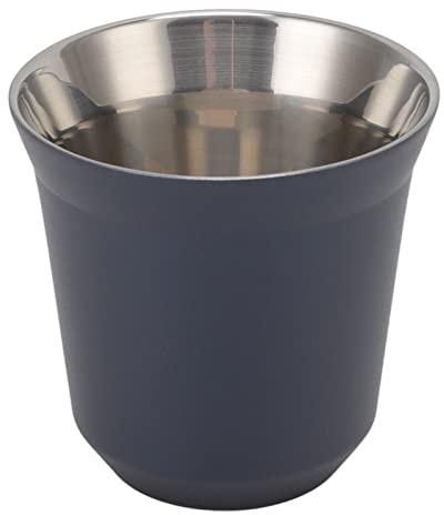 Espressotasse aus Edelstahl, 80 Ml, Doppelwandige, Isolierte Kaffeetasse, Mokka-Tassen aus Metall Für Kaffee Und Getränke(Marine)