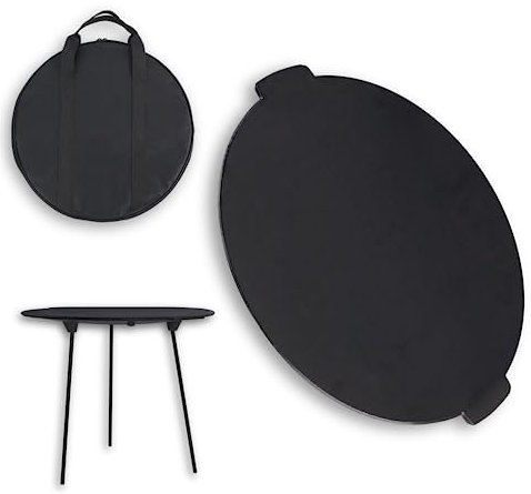 Froadp Plancha Estera para Barbacoa de Camping de Hierro Fundido Alfombrilla para Parrilla de Gas o Carbón con 3 Patas y Bolsa de Almacenamiento Barbacoa Accesoriospara Fiesta en Jardín (Ø45cm)