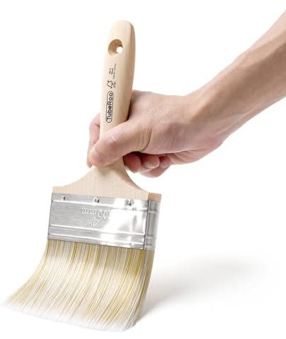 TubeRoo Lackierpinsel 100 mm großer Pinsel, Flächenstreicher - Premium Lackpinsel für Lacke, Holz-Öl & Wand-Farbe - Lasurpinsel für Holz-Lasur - Profi Malerpinsel - Flachpinsel mit feiner Spitze
