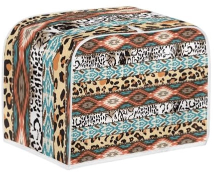 Jeiento Funda para tostadora tribal azteca, estampado de leopardo, bolsa de almacenamiento para tostadora de 4 rebanadas, resistente a las manchas, cubierta a prueba de polvo, accesorios de cocina The