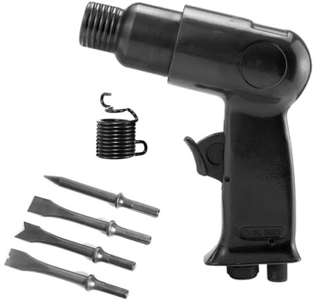 IGTOPS Martello pneumatico professionale per martello pneumatico, set di scalpelli e tostapane per pietra + metallo, scalpello ad aria compressa con 4 punte per pala ad aria compressa da 150 mm
