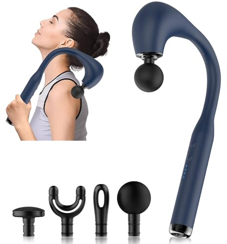 Fronnor Pistolet de massage révolutionnaire en forme de U pour soulager la douleur et les tissus profonds - Atteignez facilement chaque muscle (bleu marine)