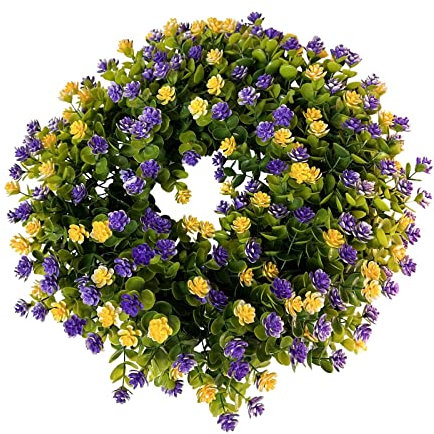 40cm Türkranz Frühlings Schleierkraut künstliche Kränze Türkranz Künstliche Bunter Dekorative Blumenkranz, Wandkranz Haustür Blumen, Outdoor Frühlings Sommerkränze Deko Ganzjährig (Purple, One Size)