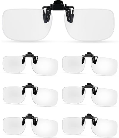 Copkim 6 Pairs Clip on Reading Glasses Flip up Magnifying Clip on Lens Blue Light Blocking Non Prescription Reading Glasses(1.0 X)